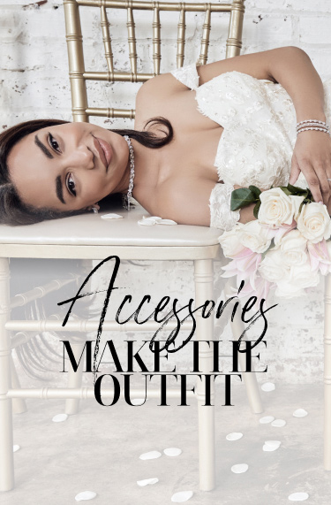 bride laying on chairs holding bouquet promoting accessories make the outfit