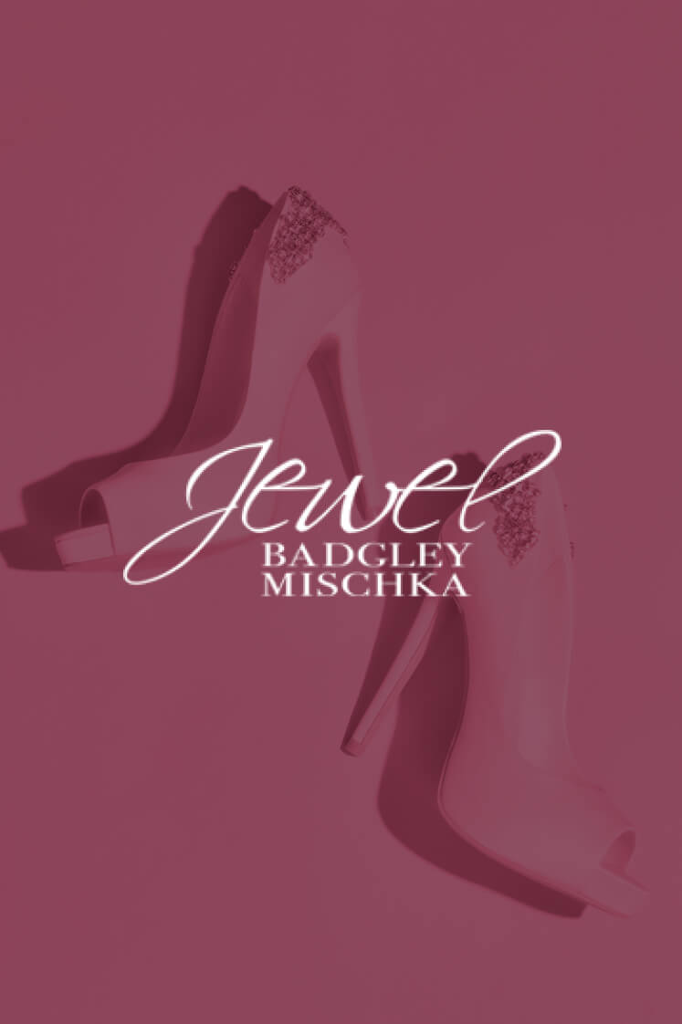 pair of high heel shoes with jewel badgley mischka overlay