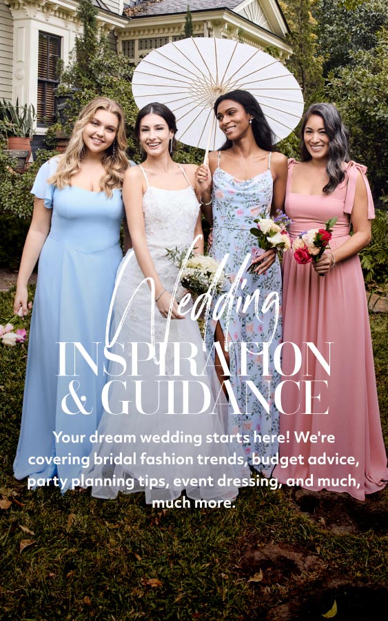 bride with her bridal party posing outside promoting wedding inspiration & guidance your dream wedding starts here! we're covering bridal fashion trends, budget advice, party planning tips, event dressing, and much, much more.