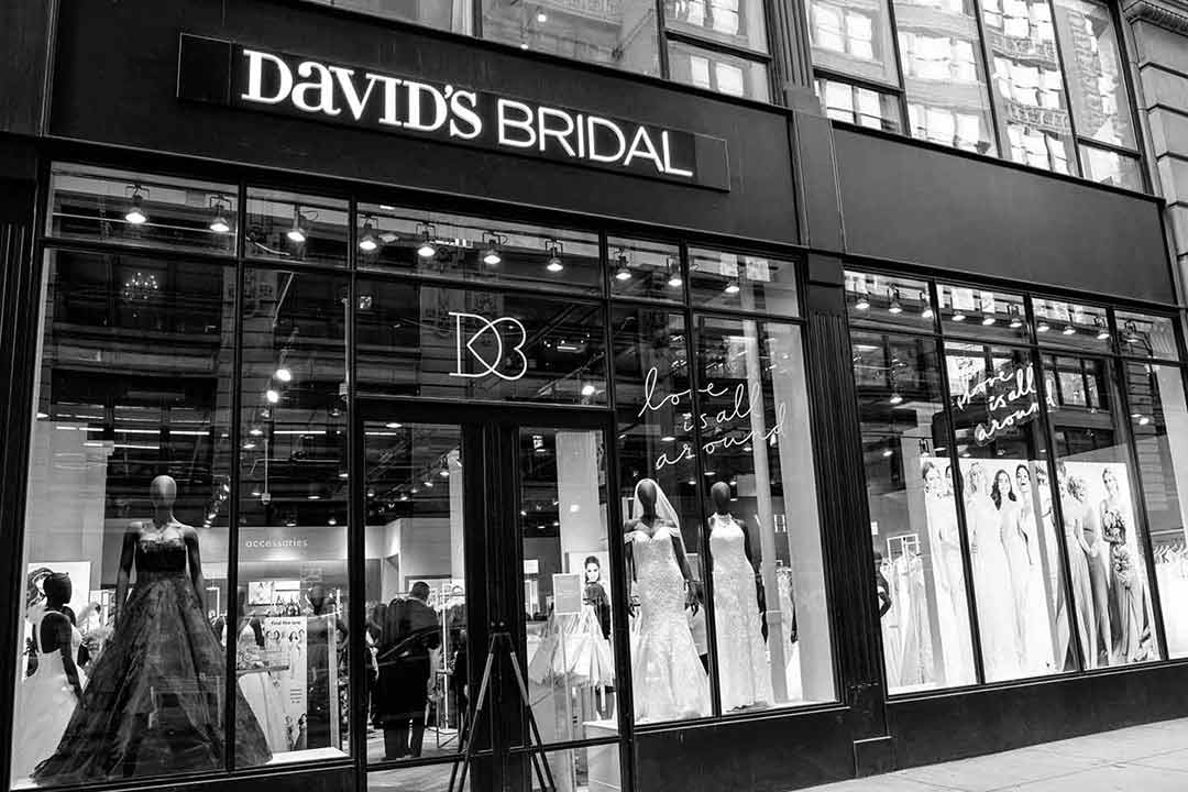 david's bridal store front window display