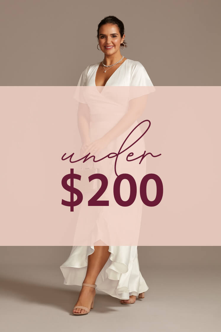 bride in dress with under $200 overlay