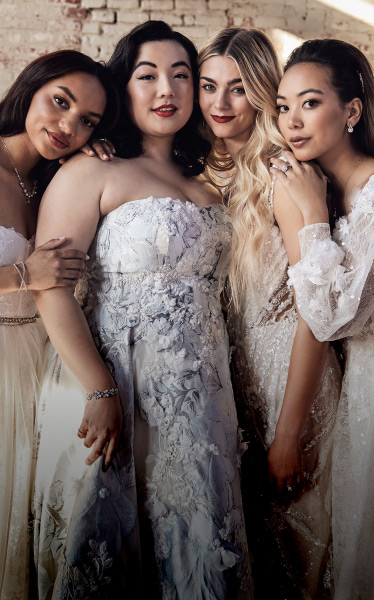 group of women in wedding dresses