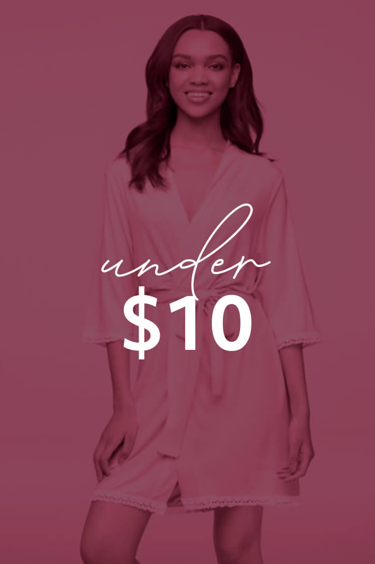 bridesmaid in a robe with under $10 overlay