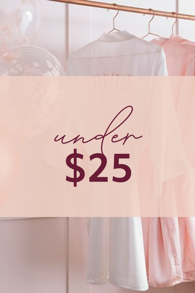 robes hanging on a rack with under $25 overlay