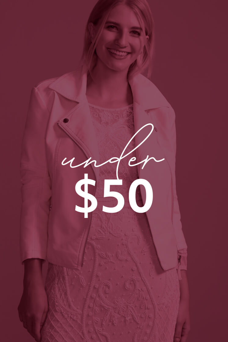 bride in a dress and jacket with under $50 overlay