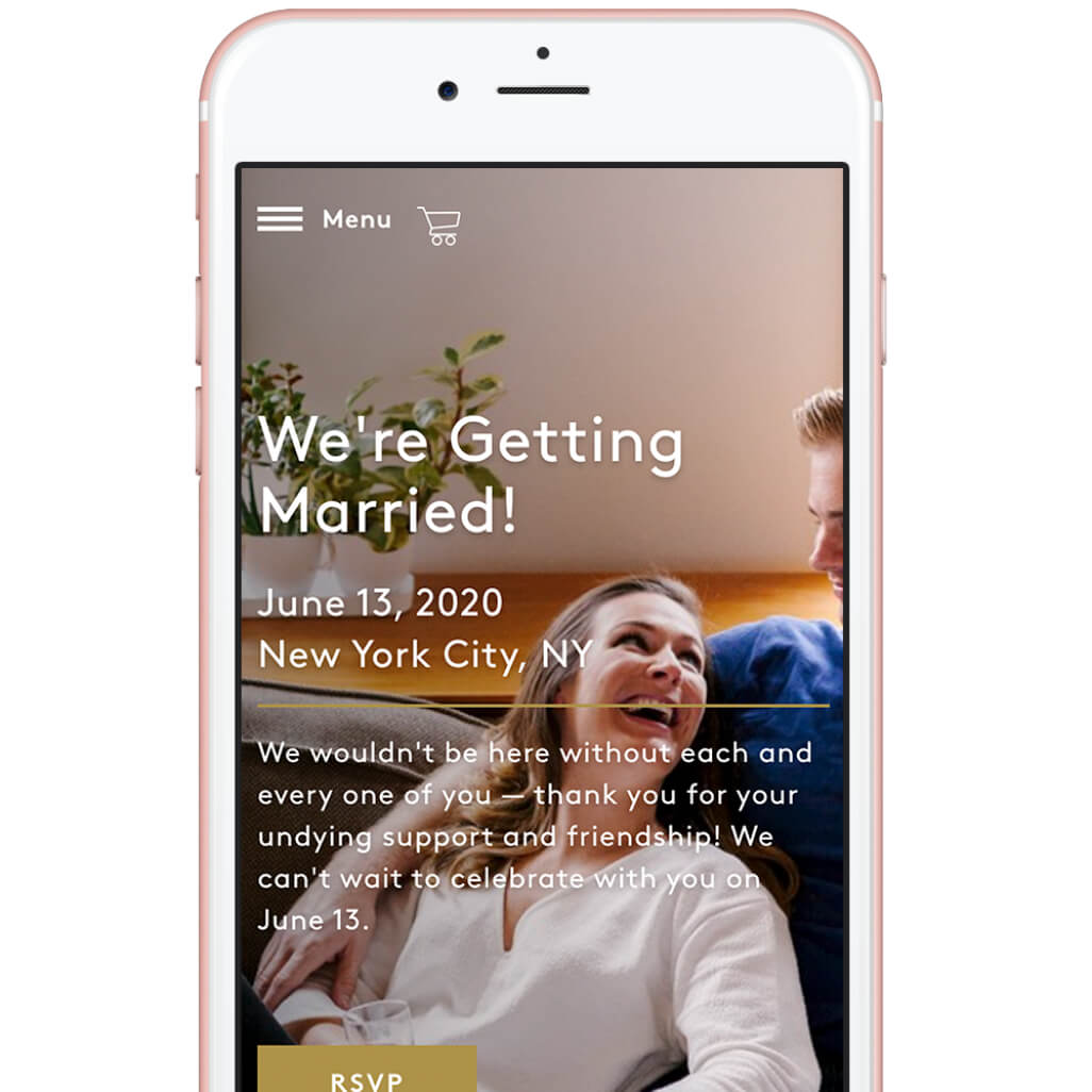 phone using wedding website app