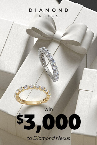 jewelry on top of boxes promoting win $3,000 to diamond nexus