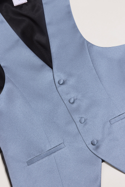closeup of blue vest